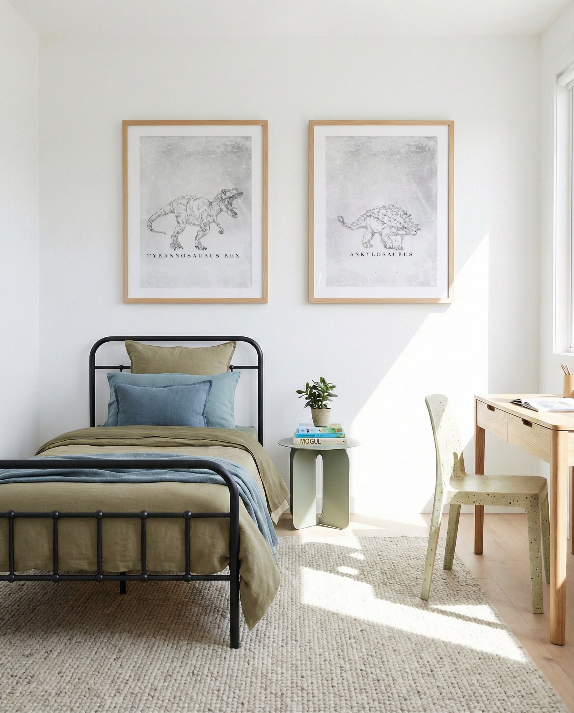 Tryannosaurus & Ankylosaurus PT Art Print Set of 2 | Matching Wall Art