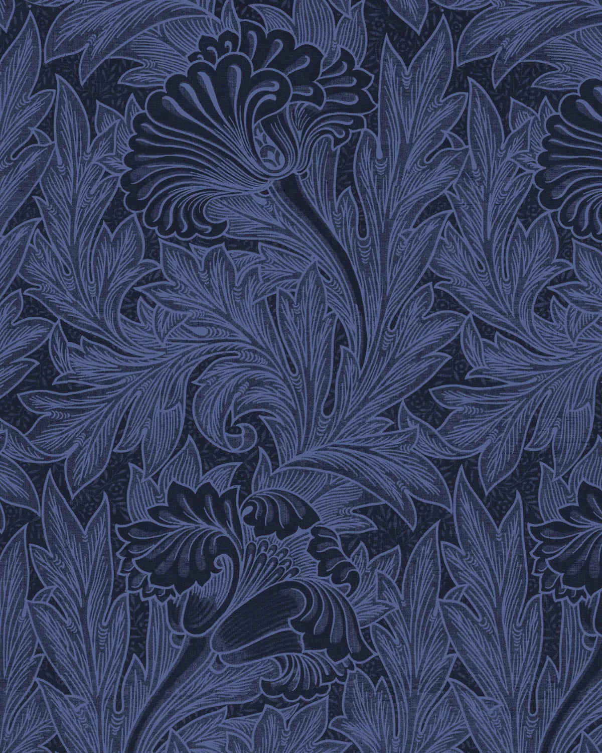 Tulip in Deep Navy by William Morris Wallpaper from Olive et Oriel where you can shop wallpaper and artworks online