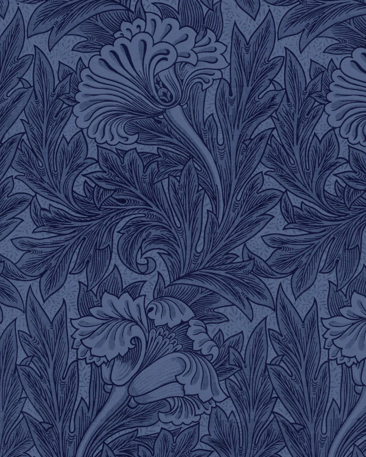 Tulip in Light Navy Blue by William Morris Wallpaper from Olive et Oriel where you can shop wallpaper and artworks online