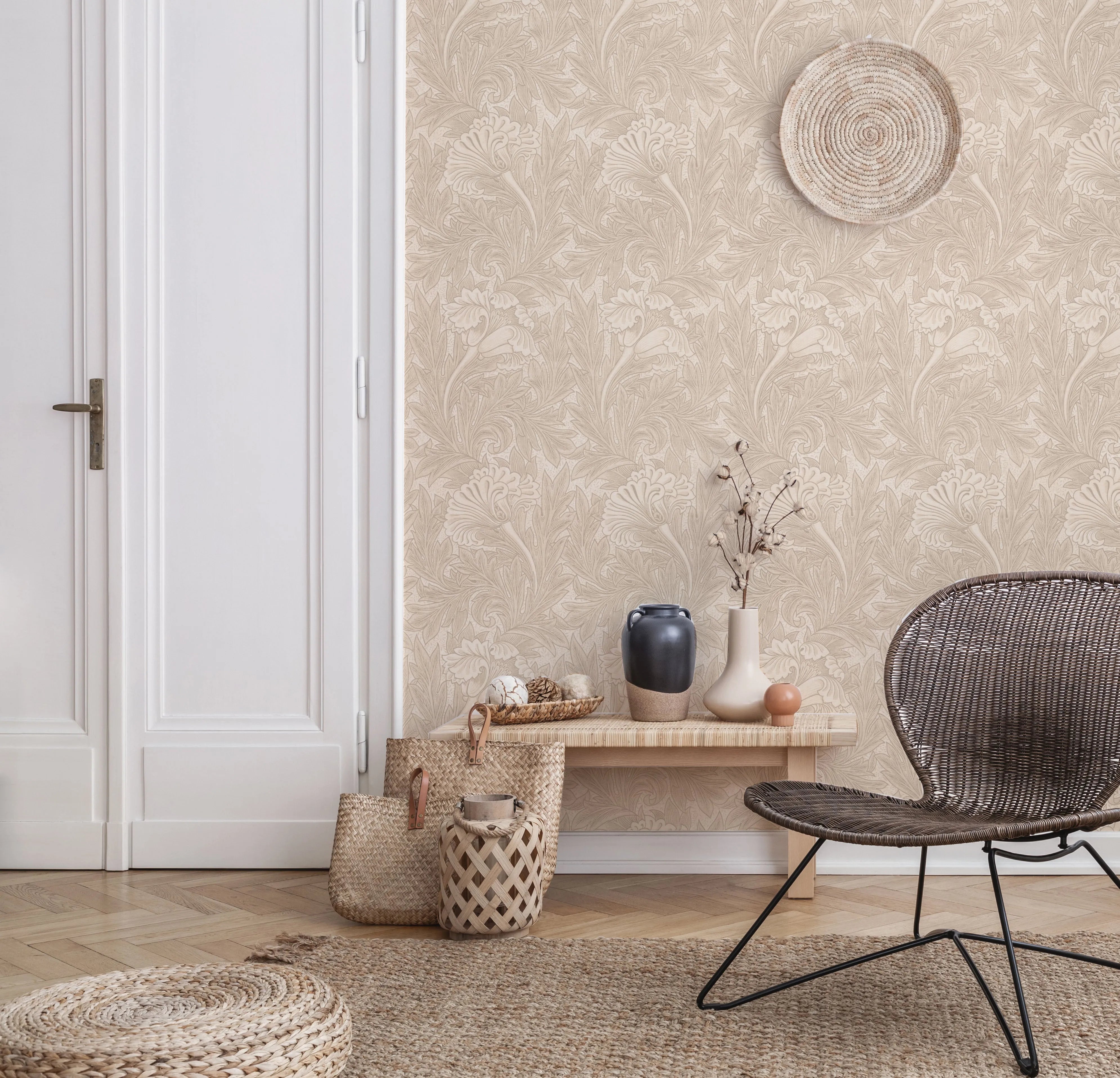 Tulip in Beige by William Morris Wallpaper from Olive et Oriel where you can shop wallpaper and artworks online