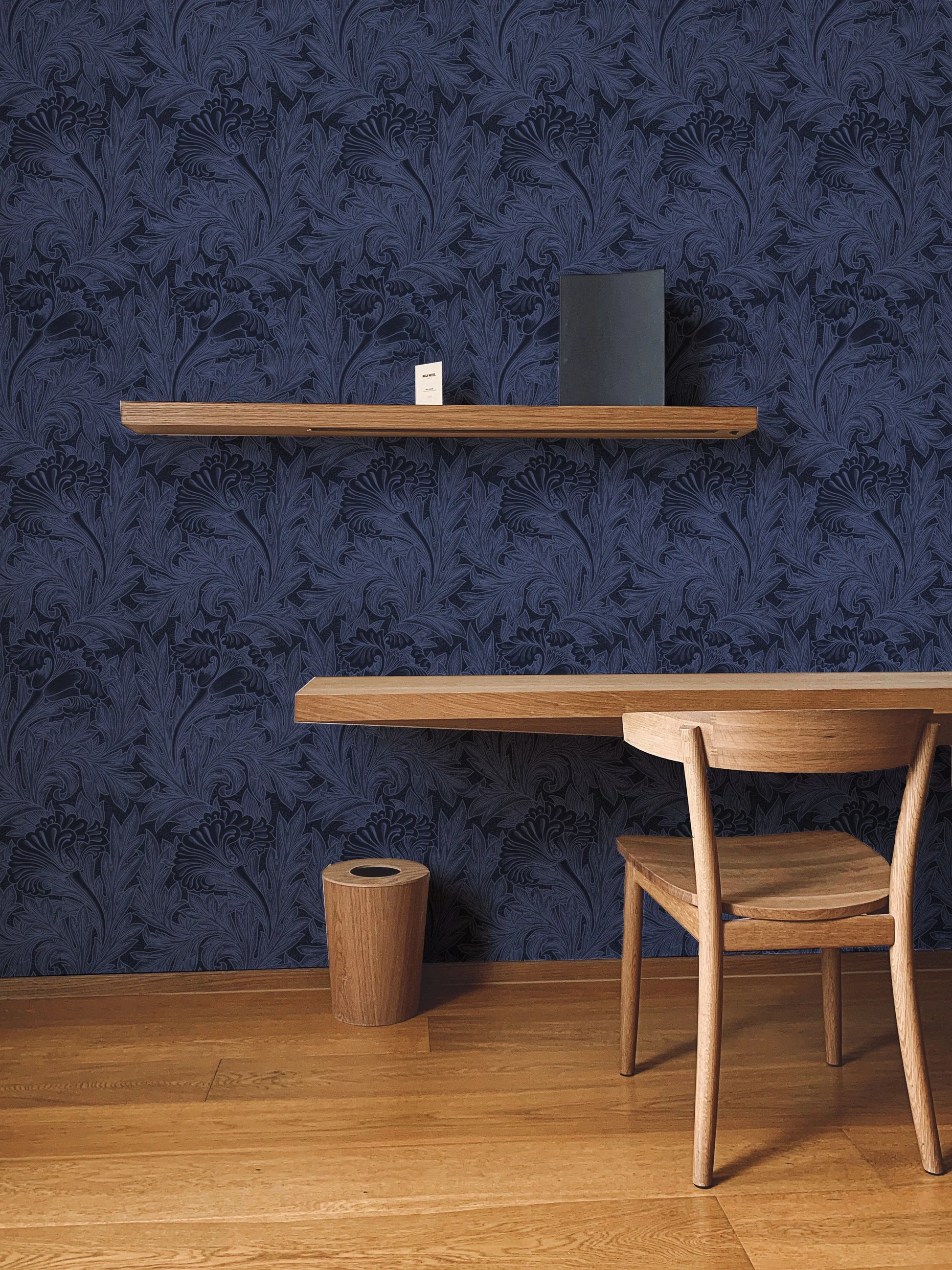 Tulip in Deep Navy by William Morris Wallpaper from Olive et Oriel where you can shop wallpaper and artworks online