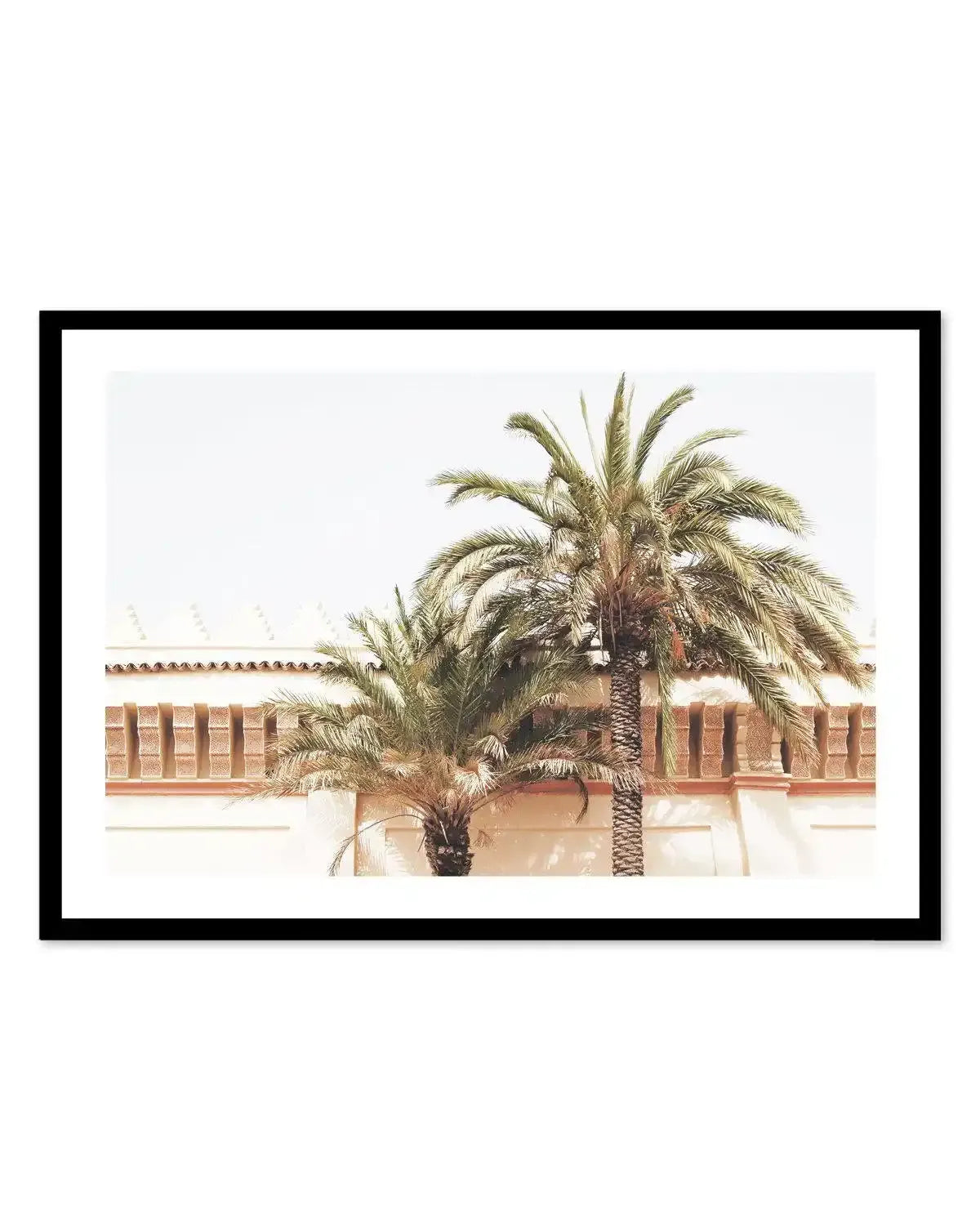 Twin Palms Art Print-Shop Australian Art Prints Online with Olive et Oriel - Our collection of Moroccan art prints offer unique wall art including moroccan arches and pink morocco doors of marrakech - this collection will add soft feminine colour to your walls and some may say bohemian style. These traditional morocco landscape photography includes desert scenes of palm trees and camel art prints - there is art on canvas and extra large wall art with fast, free shipping across Australia. Update 