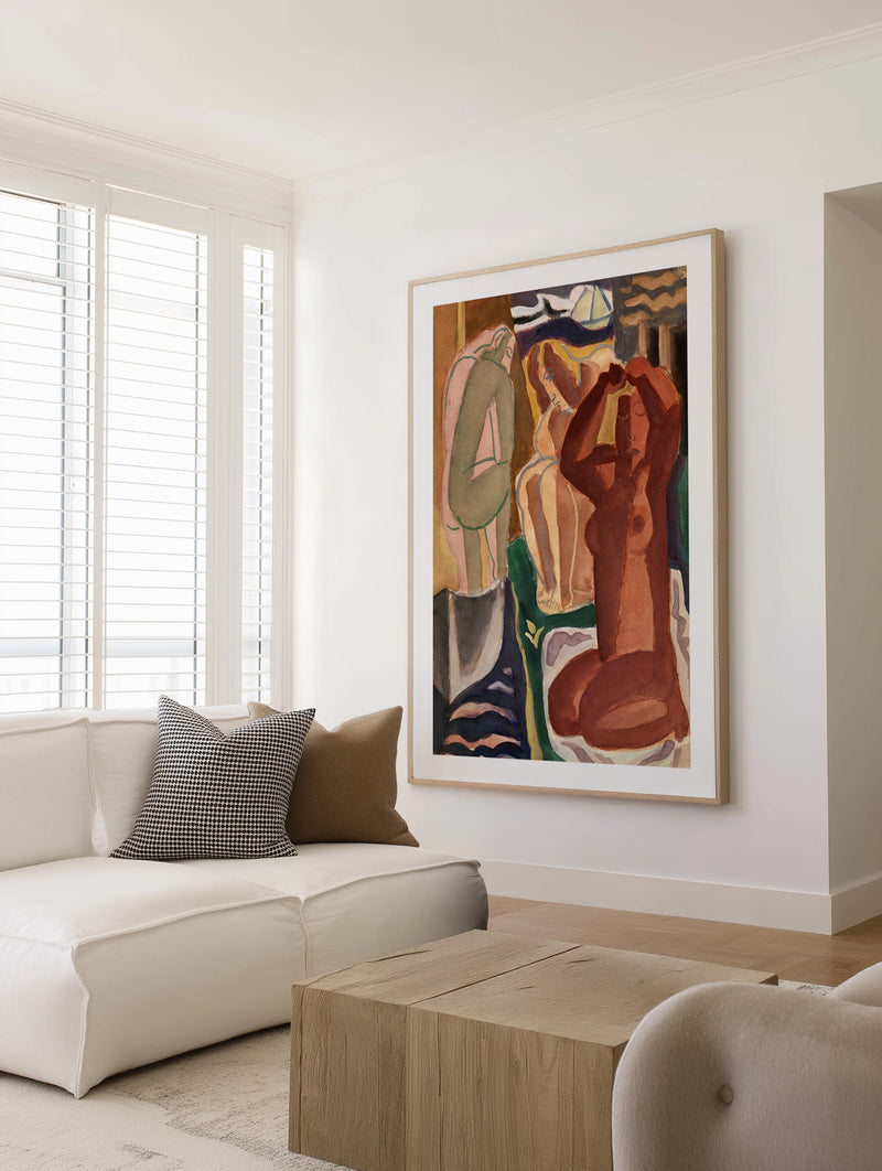 Two Bathing Women and a Bridge Figure by Leo Gestel | Art Print