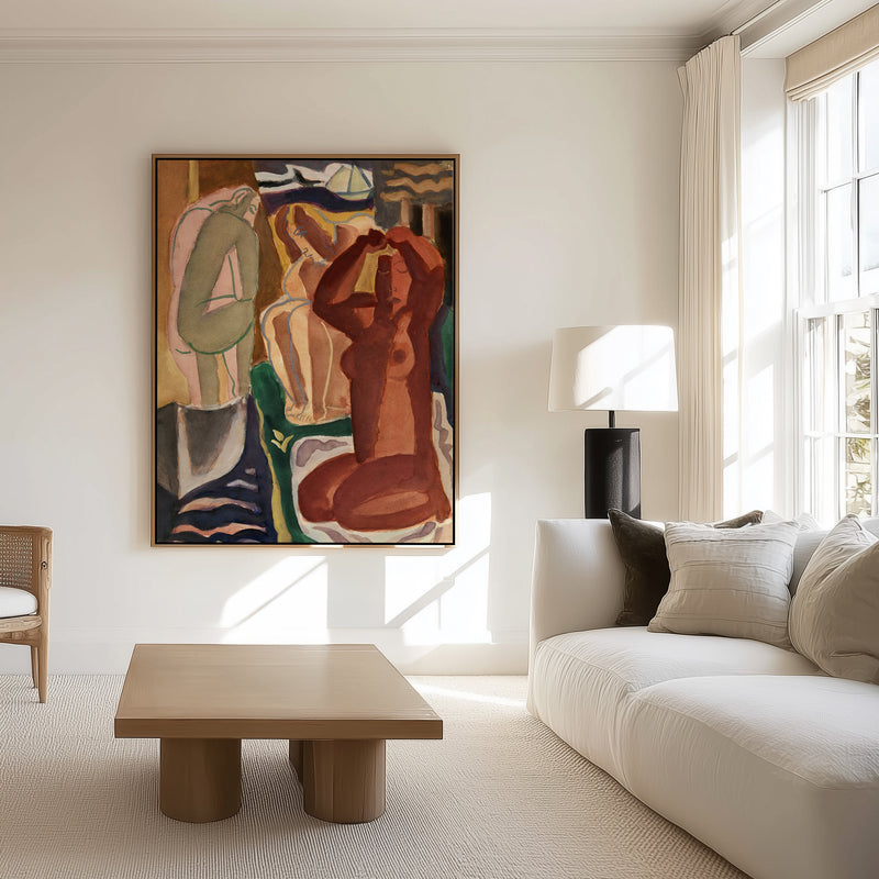 Two Bathing Women and a Bridge Figure by Leo Gestel | Framed Canvas Art Print