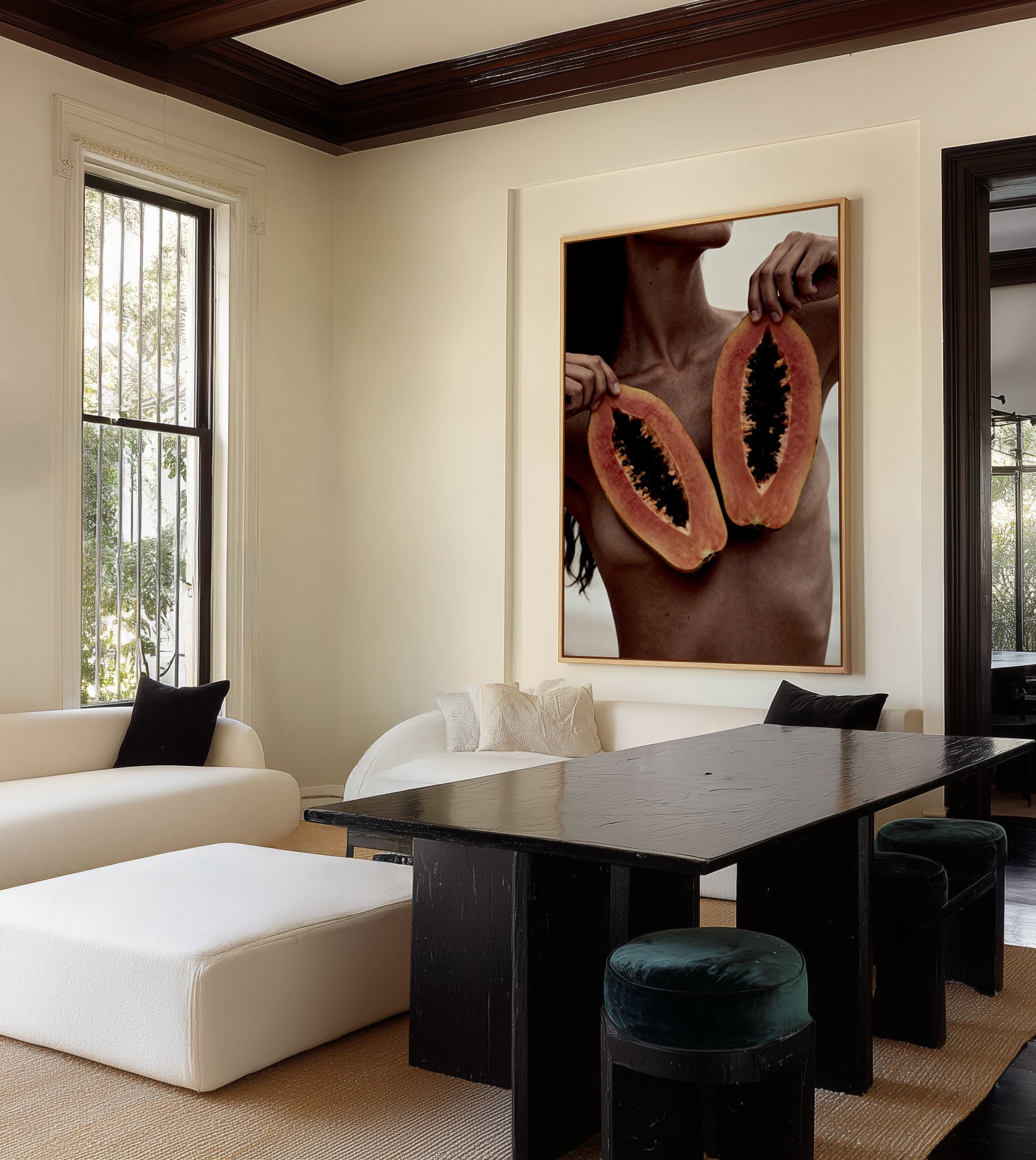 Two Papaya | Framed Canvas Art Print from Olive et Oriel where you can shop wallpaper and artworks online