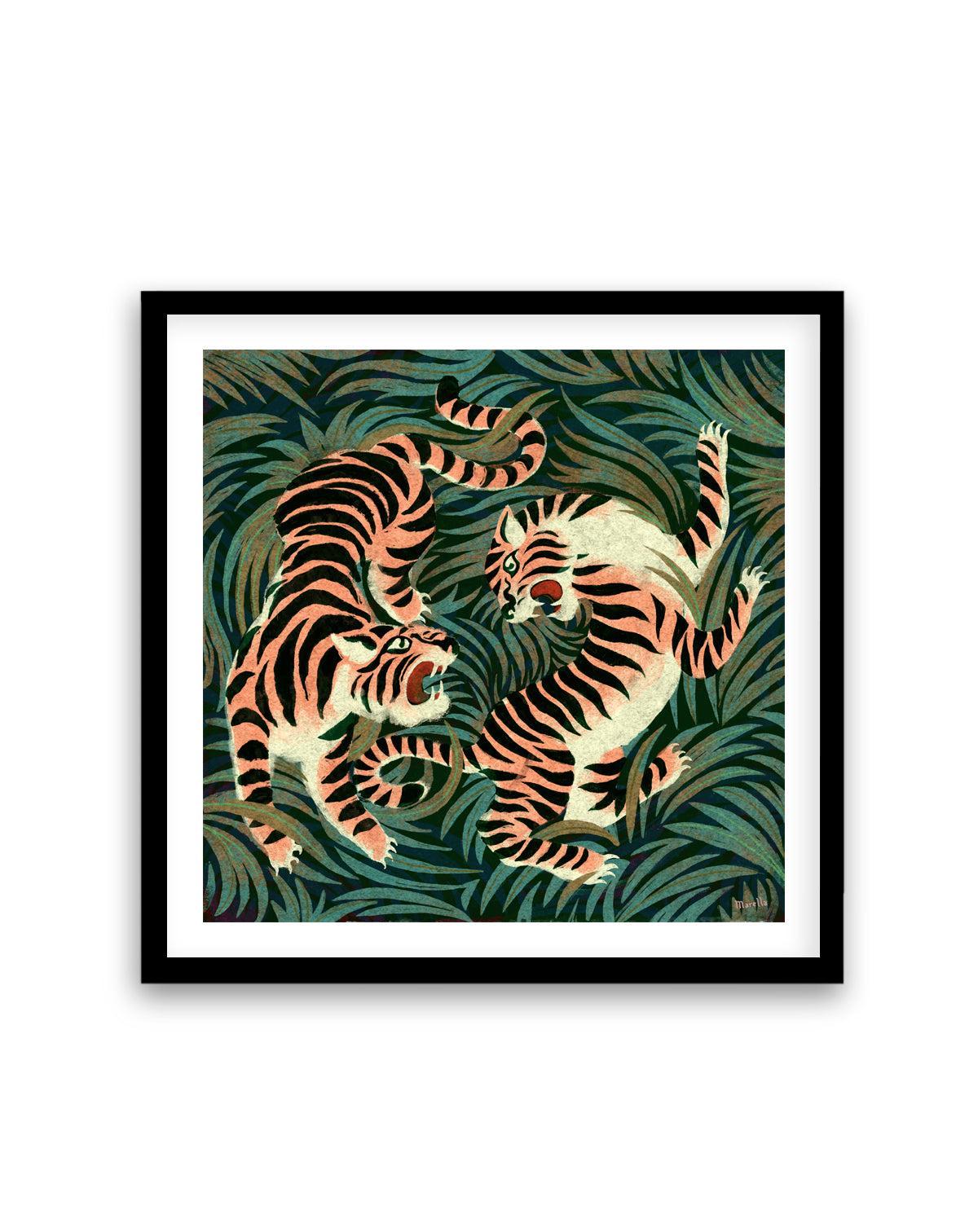 Two Tigers by Marco Marella | Art Print from Olive et Oriel where you can shop wallpaper and artworks online