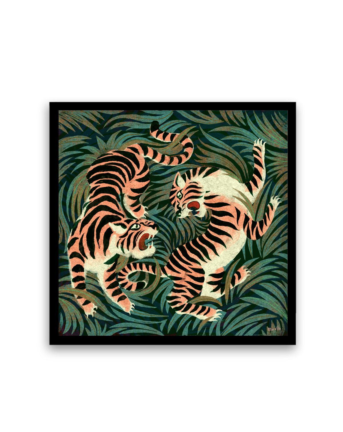 Two Tigers by Marco Marella | Art Print from Olive et Oriel where you can shop wallpaper and artworks online