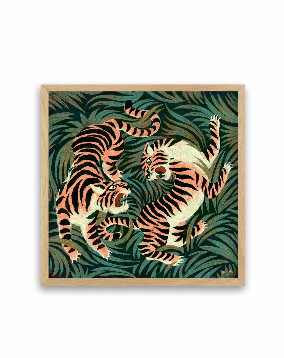 Two Tigers by Marco Marella | Art Print from Olive et Oriel where you can shop wallpaper and artworks online