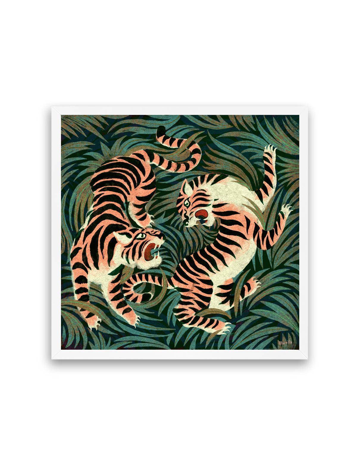 Two Tigers by Marco Marella | Art Print from Olive et Oriel where you can shop wallpaper and artworks online
