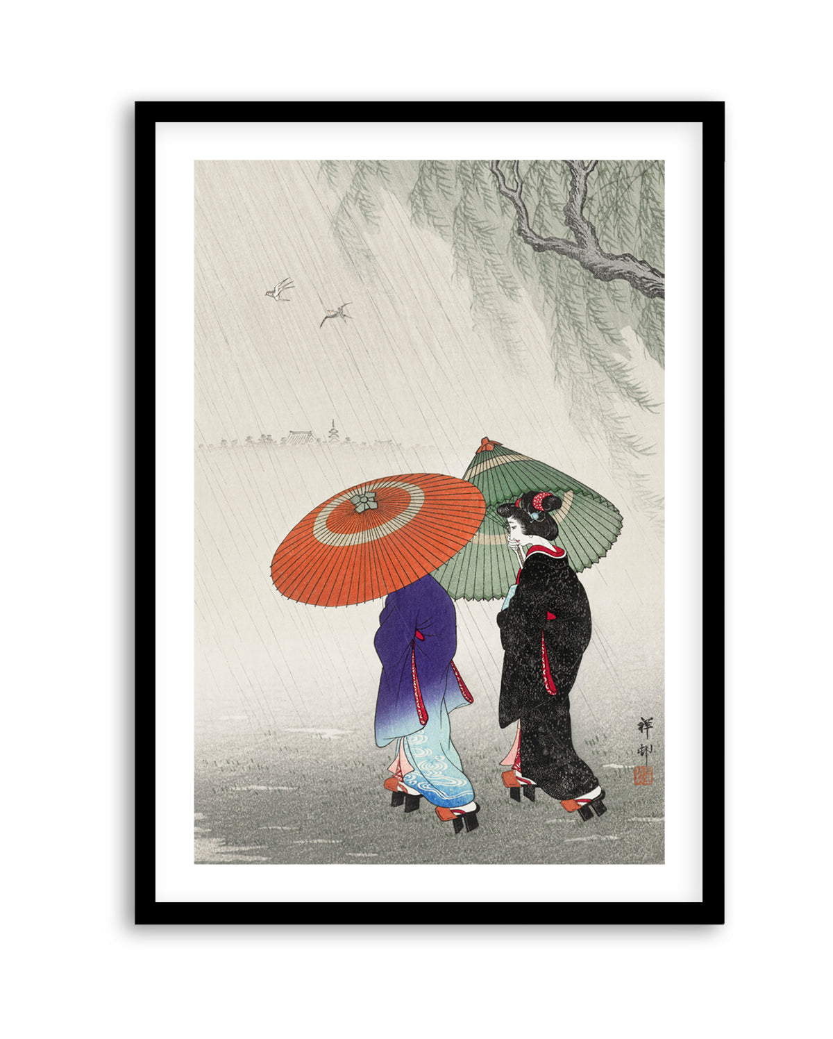 Two Women In The Rain | Art Print