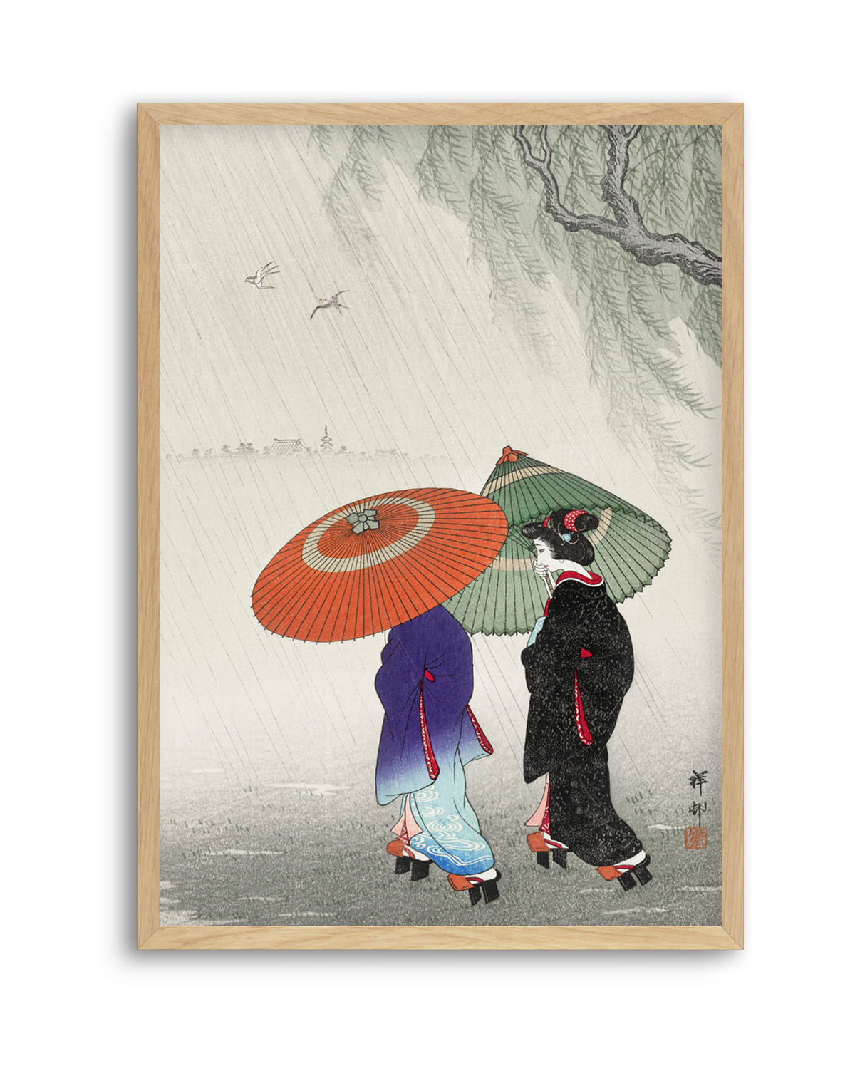Two Women In The Rain | Art Print