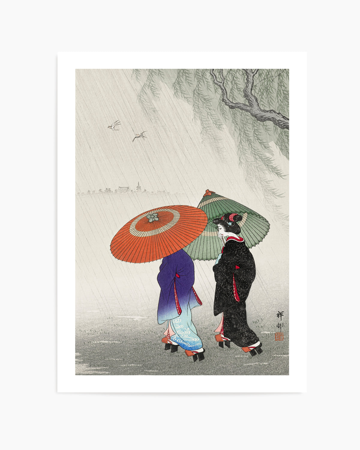 Two Women In The Rain | Art Print