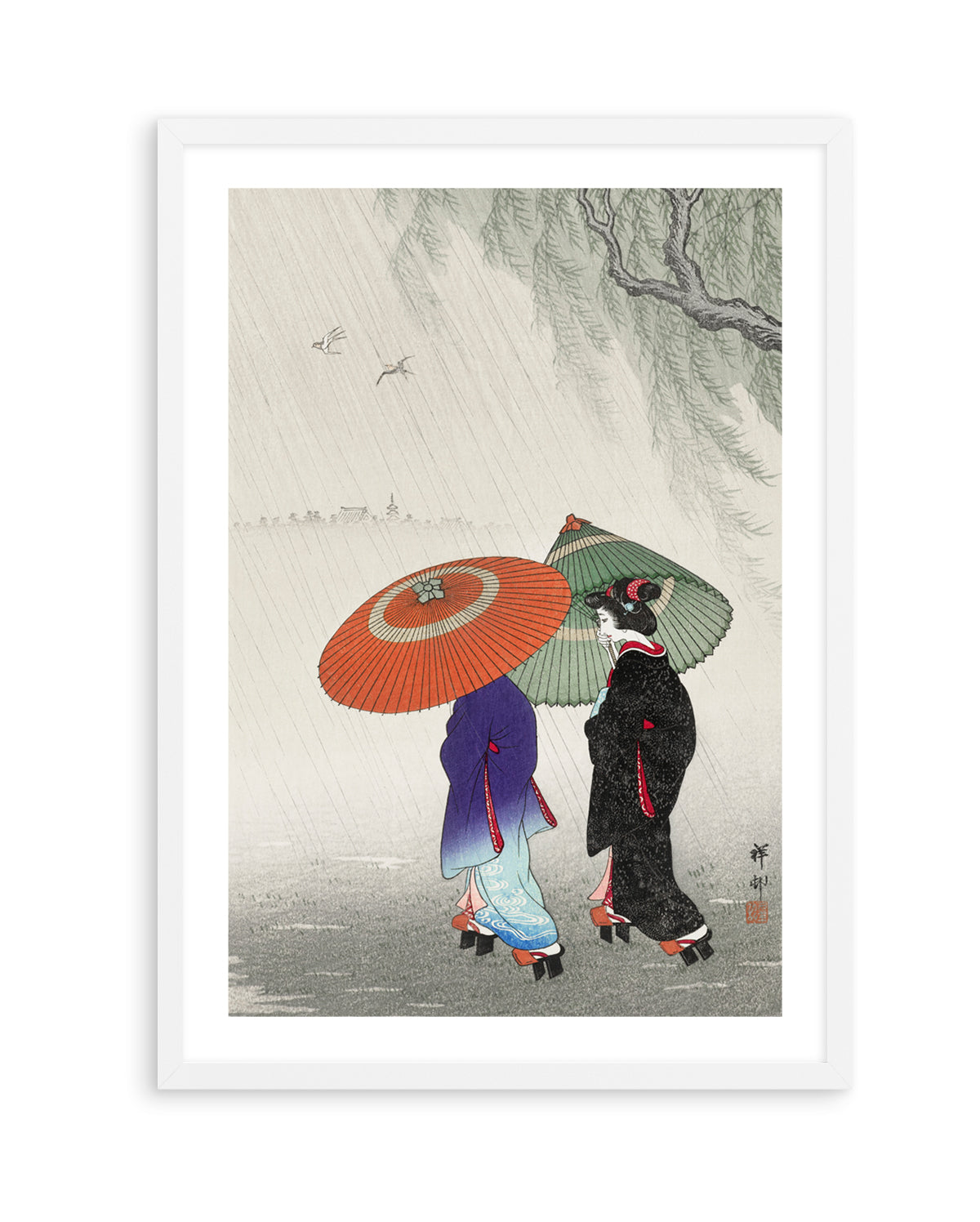 Two Women In The Rain | Art Print