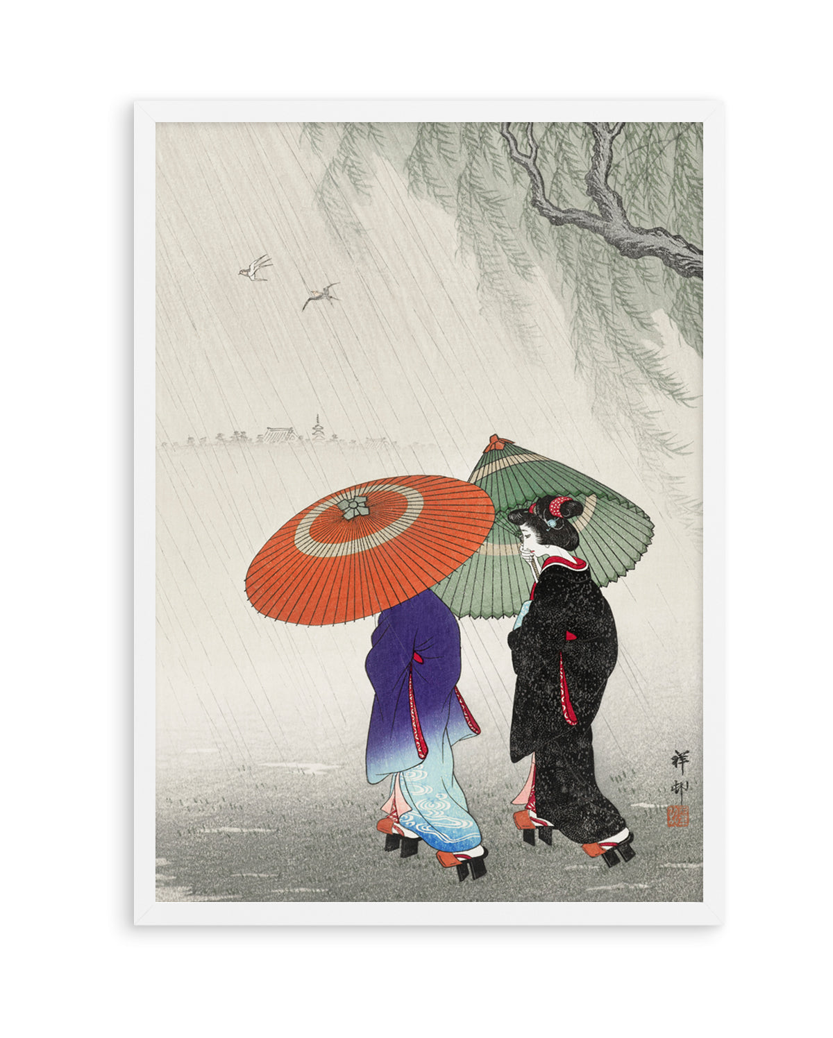 Two Women In The Rain | Art Print