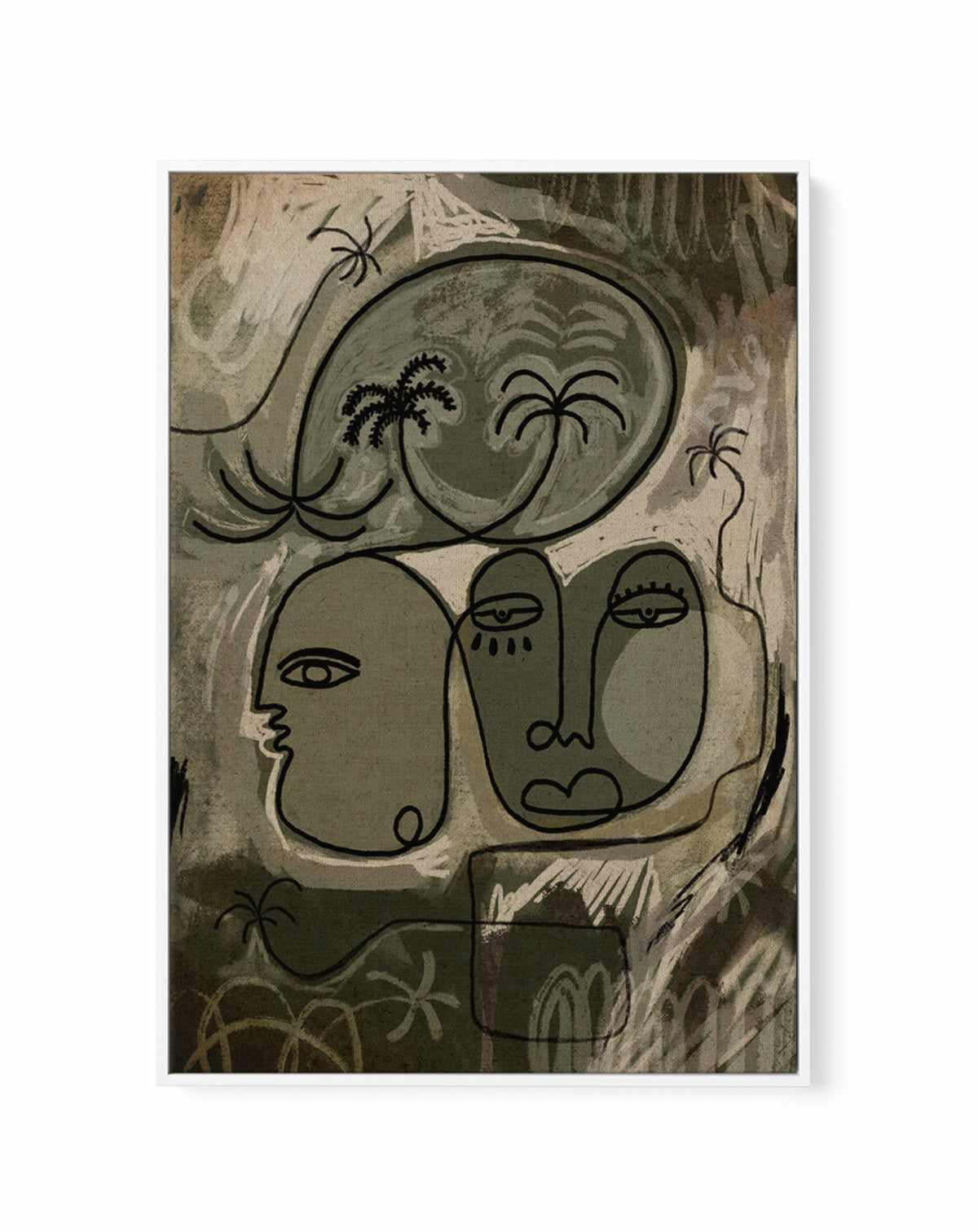 Unwind Along the Palm Path by Shatha Al Dafai | Framed Canvas Art Print