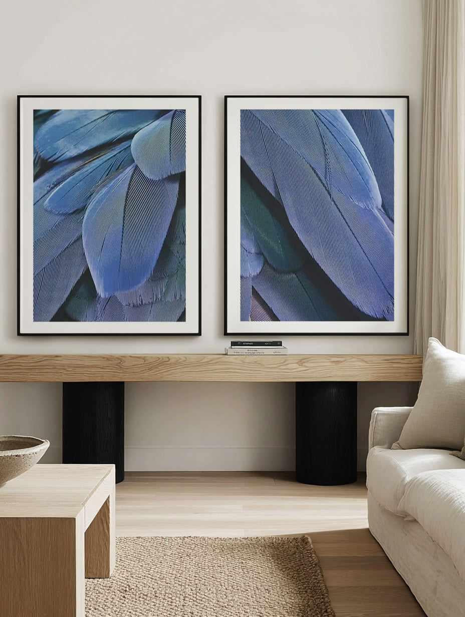 Ultra Violet Feather I & II Art Print Set of 2 | Matching Wall Art from Olive et Oriel where you can shop wallpaper and artworks online