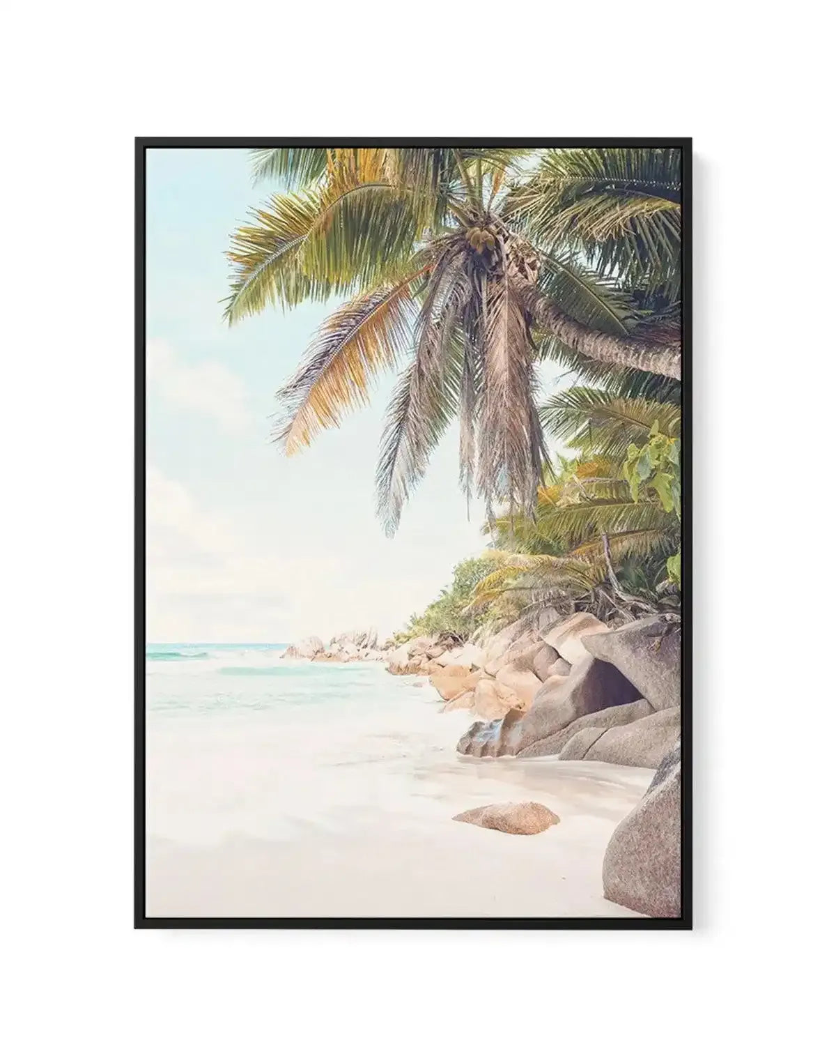Under The Palm | Seychelles | Framed Canvas-CANVAS-You can shop wall art online with Olive et Oriel for everything from abstract art to fun kids wall art. Our beautiful modern art prints and canvas art are available from large canvas prints to wall art paintings and our proudly Australian artwork collection offers only the highest quality framed large wall art and canvas art Australia - You can buy fashion photography prints or Hampton print posters and paintings on canvas from Olive et Oriel an