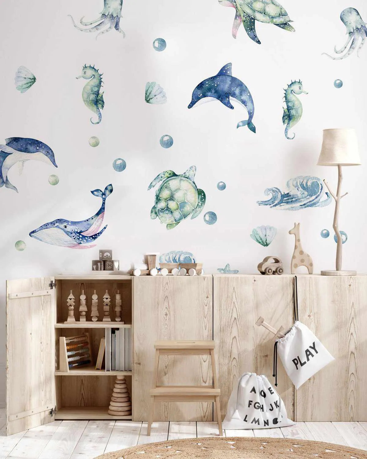 Under The Sea Decal Set-Decals-Olive et Oriel-Decorate your kids bedroom wall decor with removable wall decals, these fabric kids decals are a great way to add colour and update your children's bedroom. Available as girls wall decals or boys wall decals, there are also nursery decals.