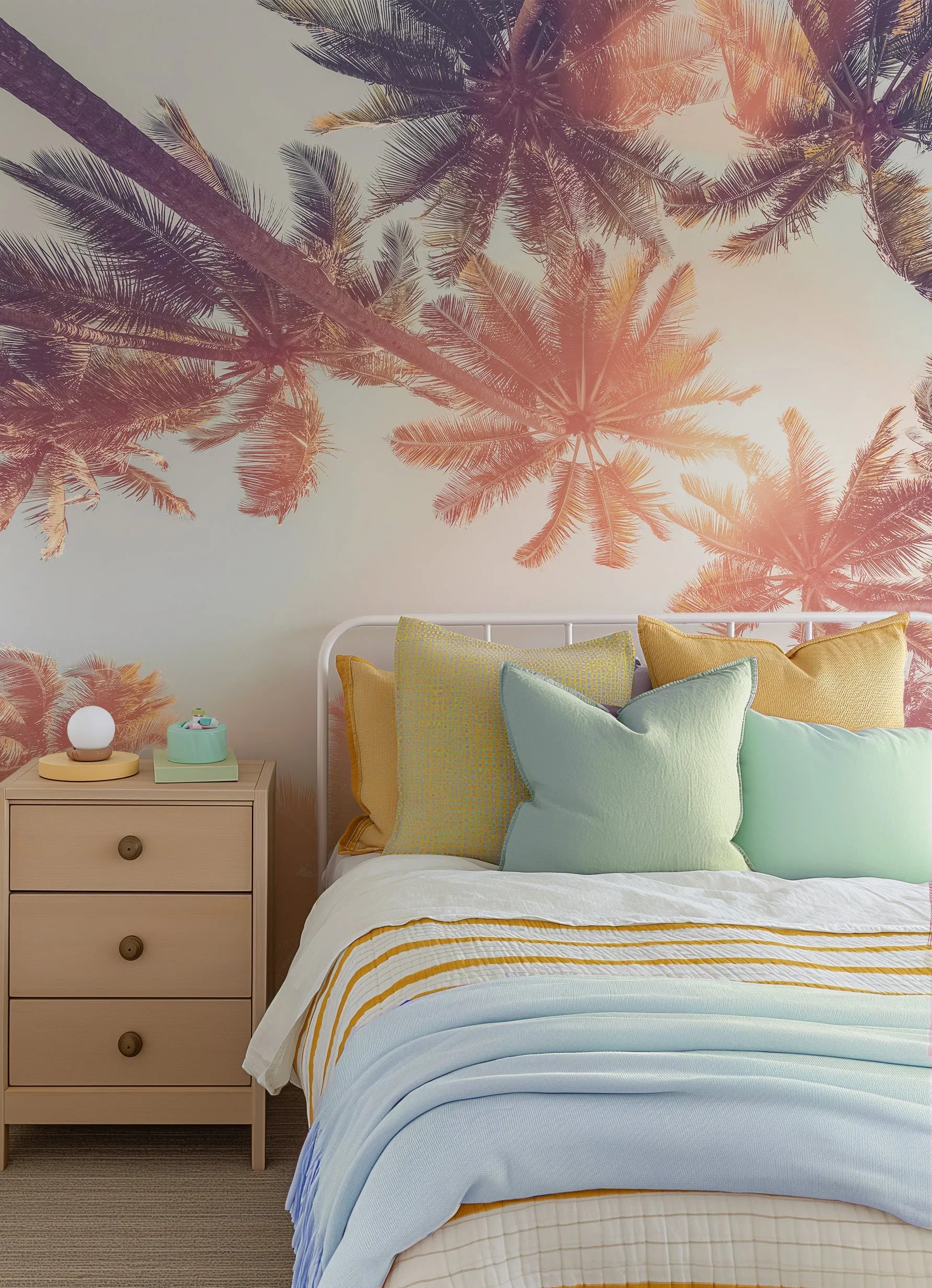 Under the Palms Sunset Wallpaper Photo Mural from Olive et Oriel where you can shop wallpaper and artworks online