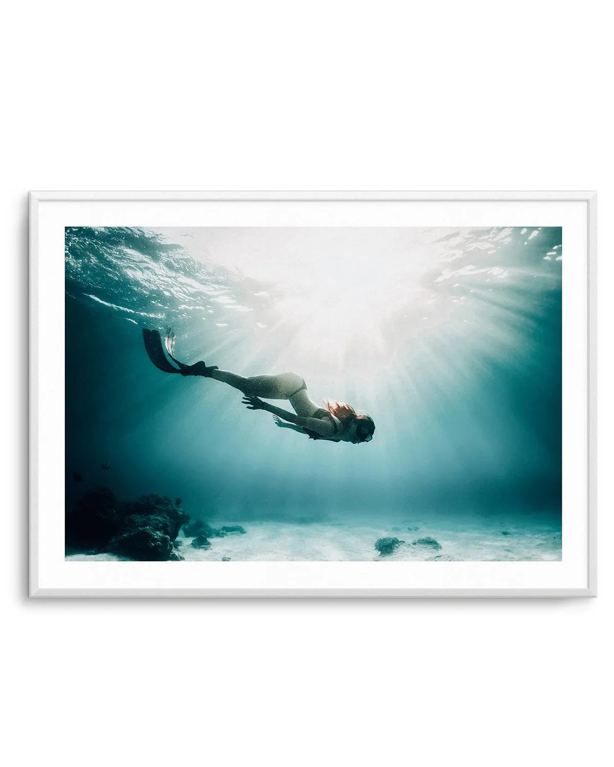 Underwater Spotlight Art Print from Olive et Oriel where you can shop wallpaper and artworks online