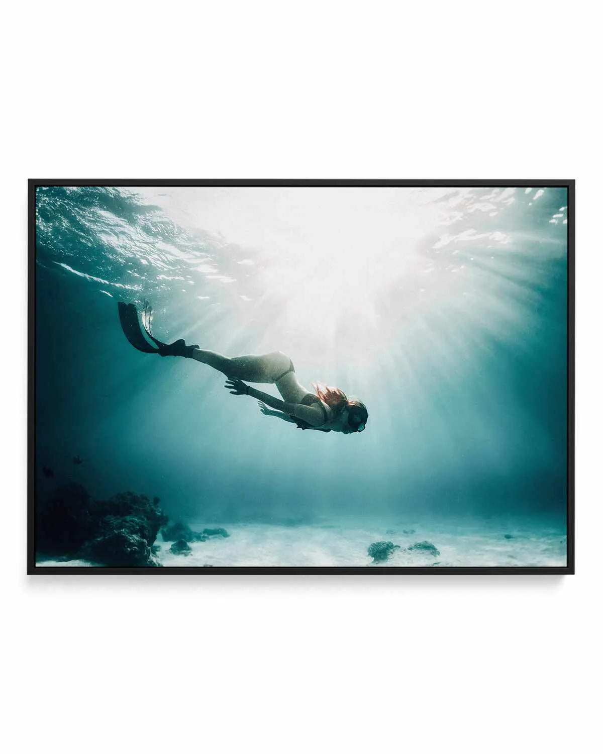 Underwater Spotlight | Framed Canvas Art Print from Olive et Oriel where you can shop wallpaper and artworks online