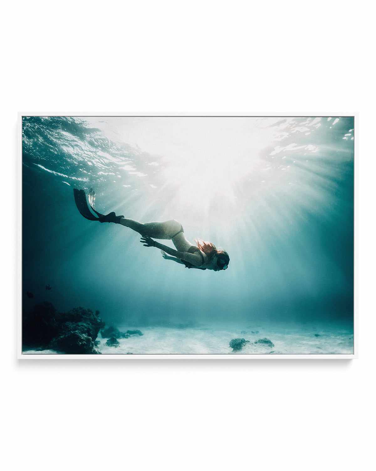 Underwater Spotlight | Framed Canvas Art Print