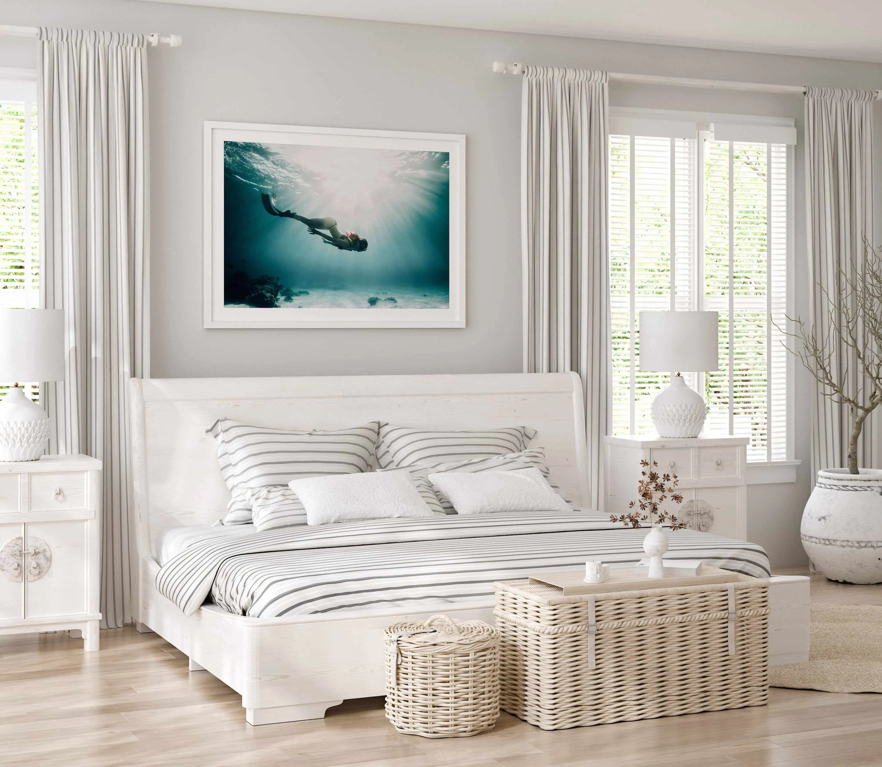 Underwater Spotlight Art Print from Olive et Oriel where you can shop wallpaper and artworks online