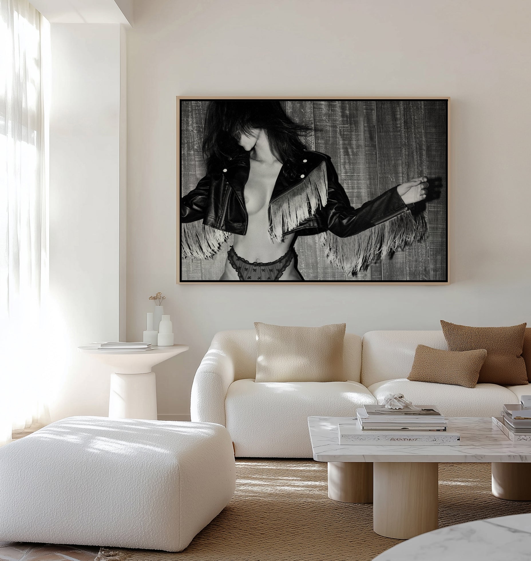 Untamed B&W by Amy Hallam | Framed Canvas Art Print