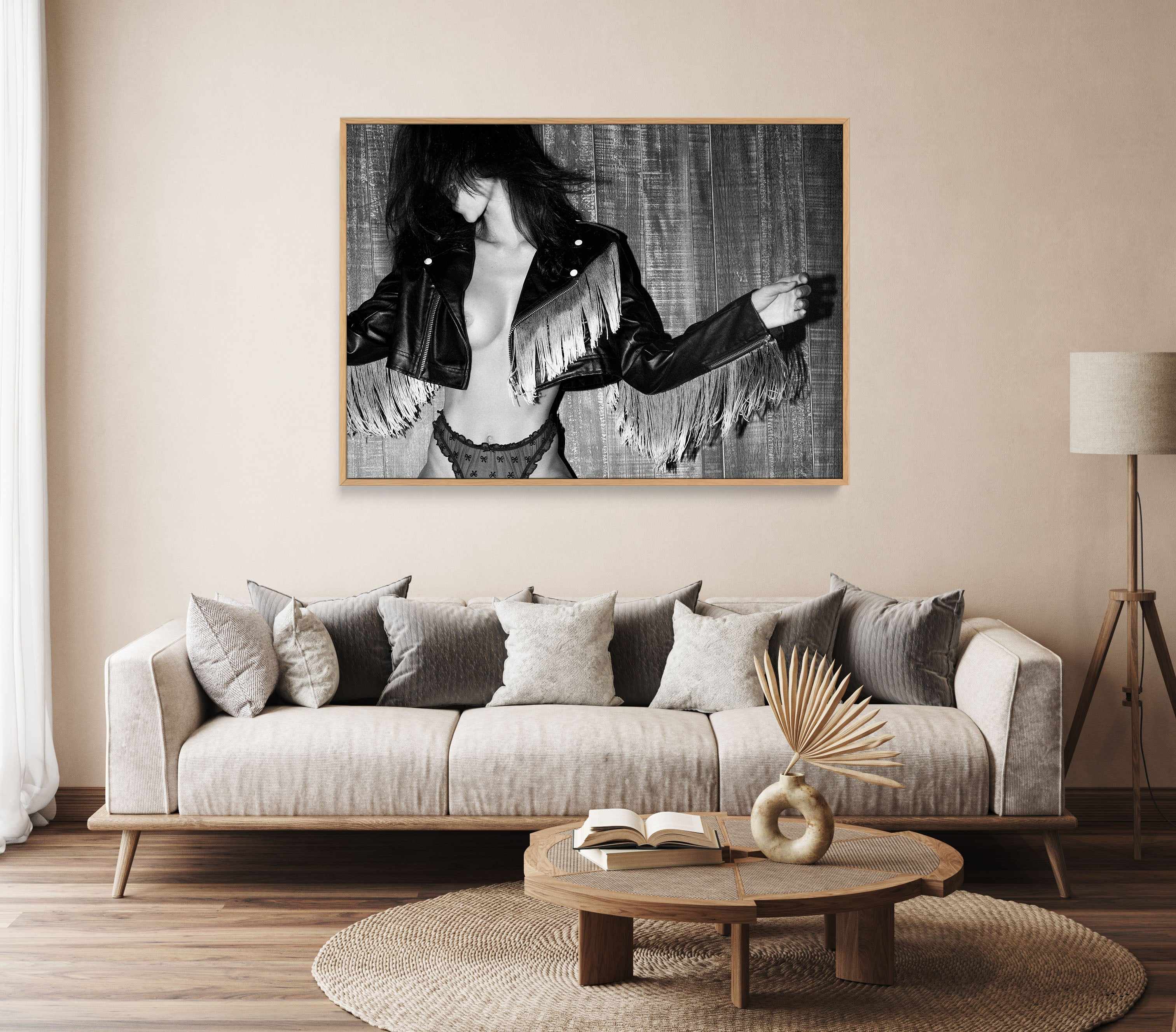 Untamed B&W by Amy Hallam | Framed Canvas Art Print