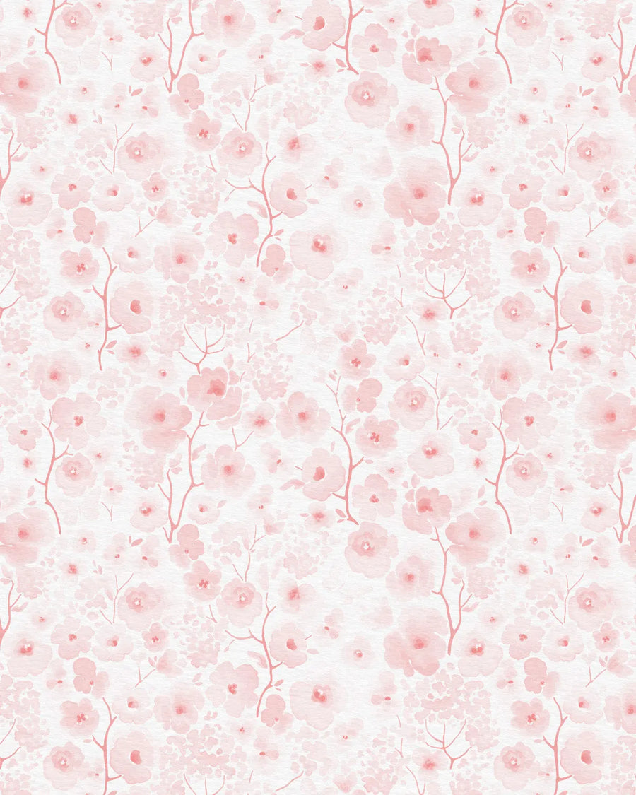 Sweet Pink Flowers Wallpaper from Olive et Oriel where you can shop wallpaper and artworks online