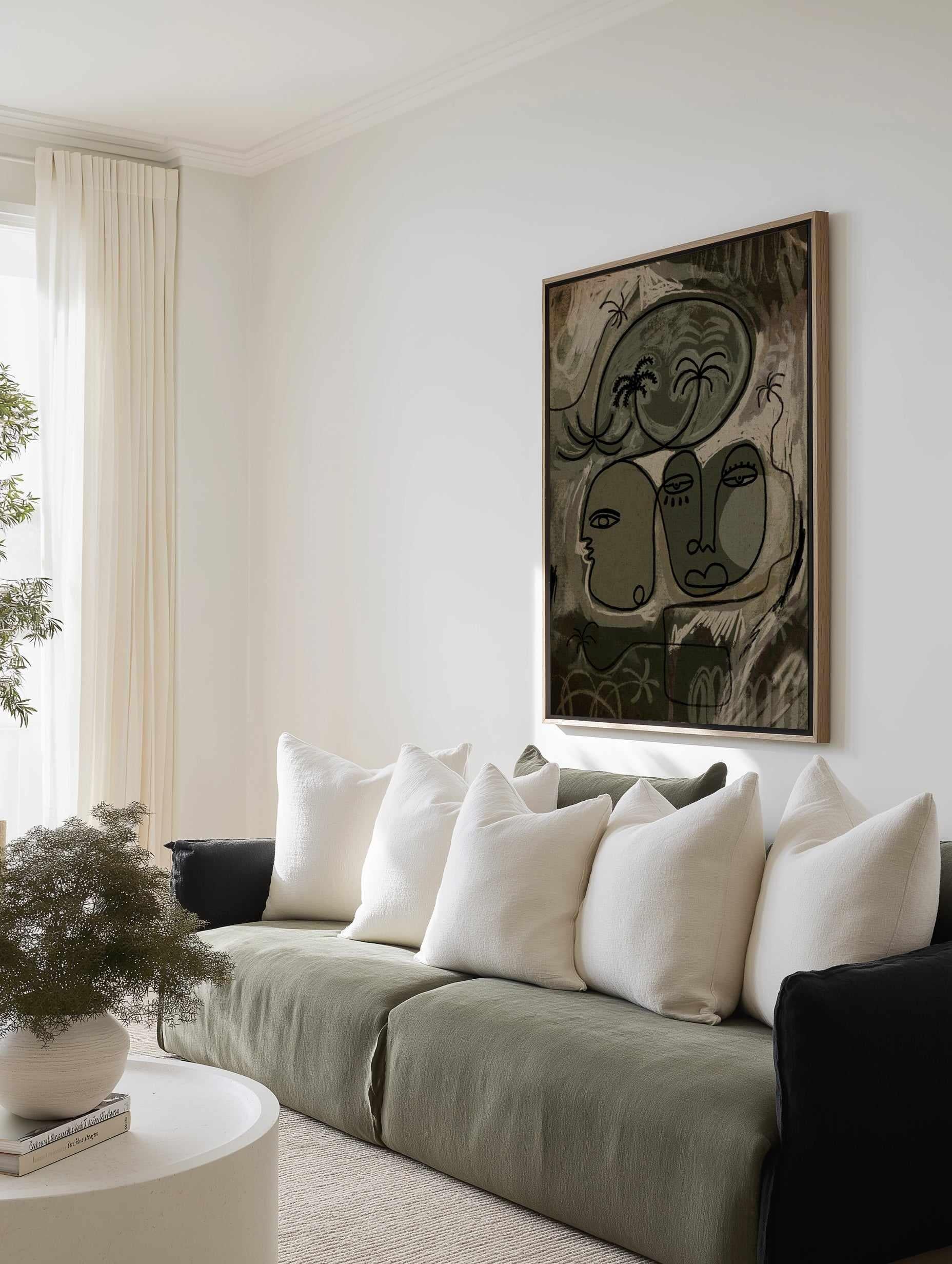 Unwind Along the Palm Path by Shatha Al Dafai | Framed Canvas Art Print from Olive et Oriel where you can shop wallpaper and artworks online