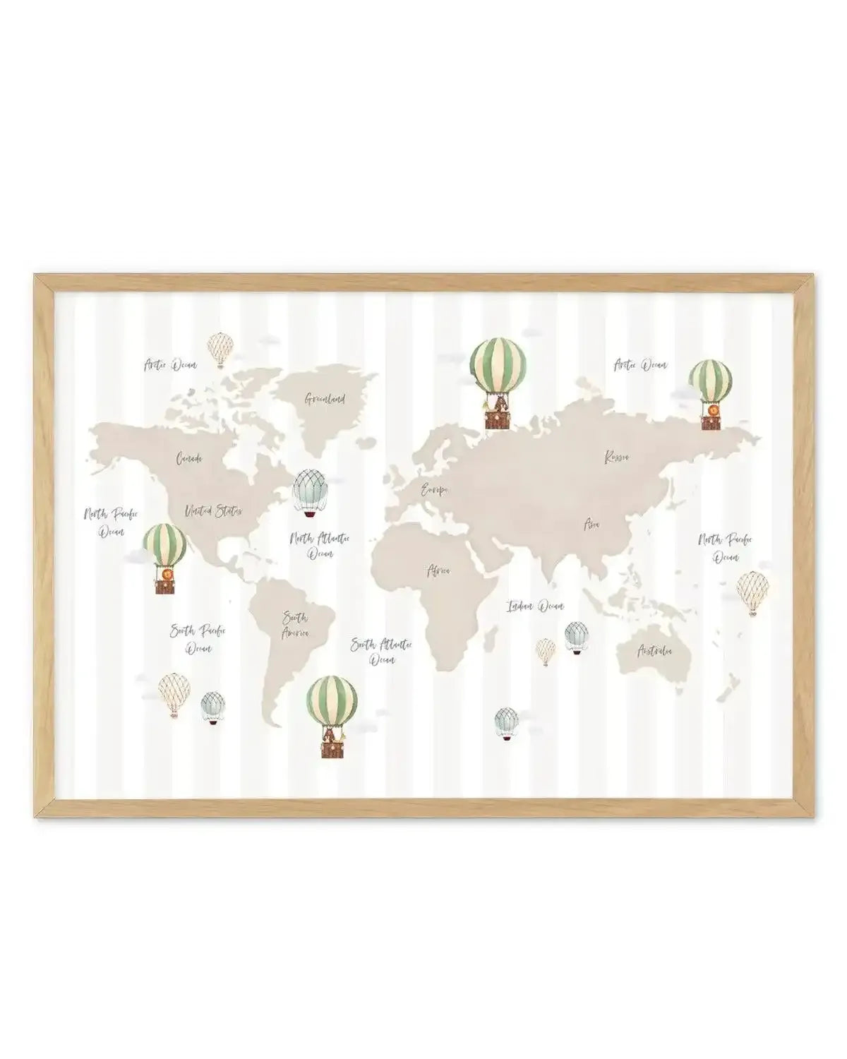 Up in the Clouds World Map Art Print from Olive et Oriel where you can shop wallpaper and artworks online
