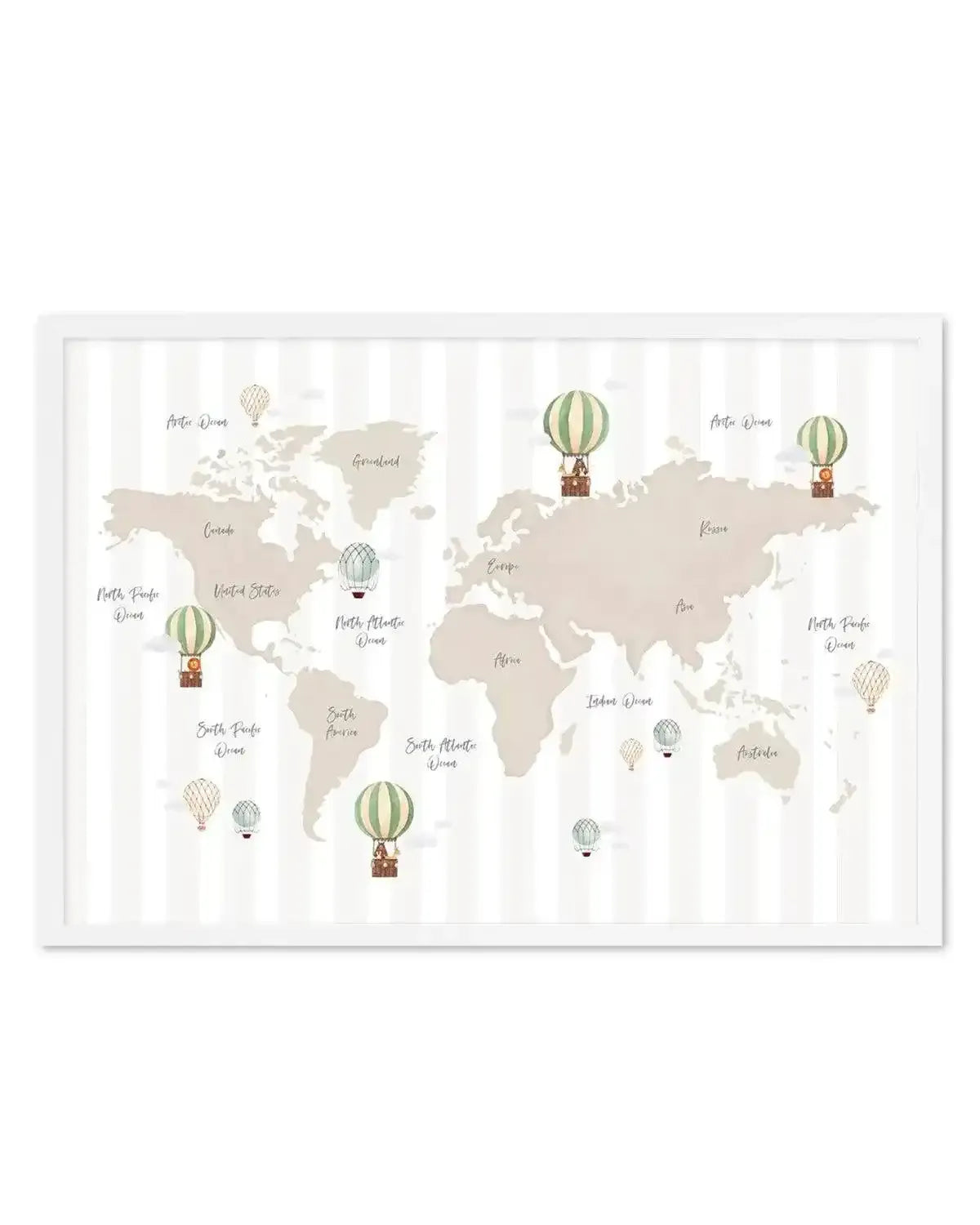 Up in the Clouds World Map Art Print from Olive et Oriel where you can shop wallpaper and artworks online