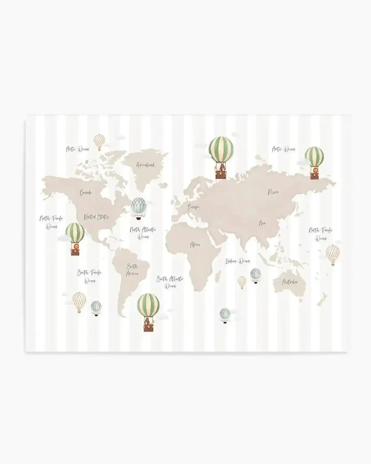 Up in the Clouds World Map Art Print from Olive et Oriel where you can shop wallpaper and artworks online