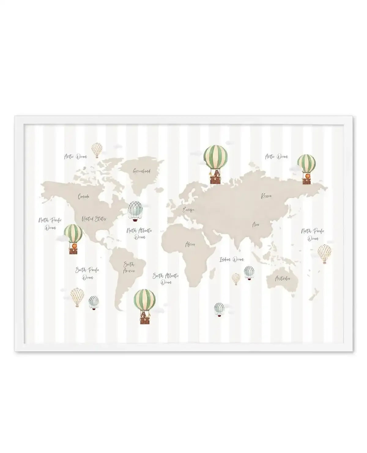 Up in the Clouds World Map Art Print-PRINT-Olive et Oriel-Olive et Oriel-A5 | 5.8" x 8.3" | 14.8 x 21cm-White-With White Border-Buy-Australian-Art-Prints-Online-with-Olive-et-Oriel-Your-Artwork-Specialists-Austrailia-Decorate-With-Coastal-Photo-Wall-Art-Prints-From-Our-Beach-House-Artwork-Collection-Fine-Poster-and-Framed-Artwork