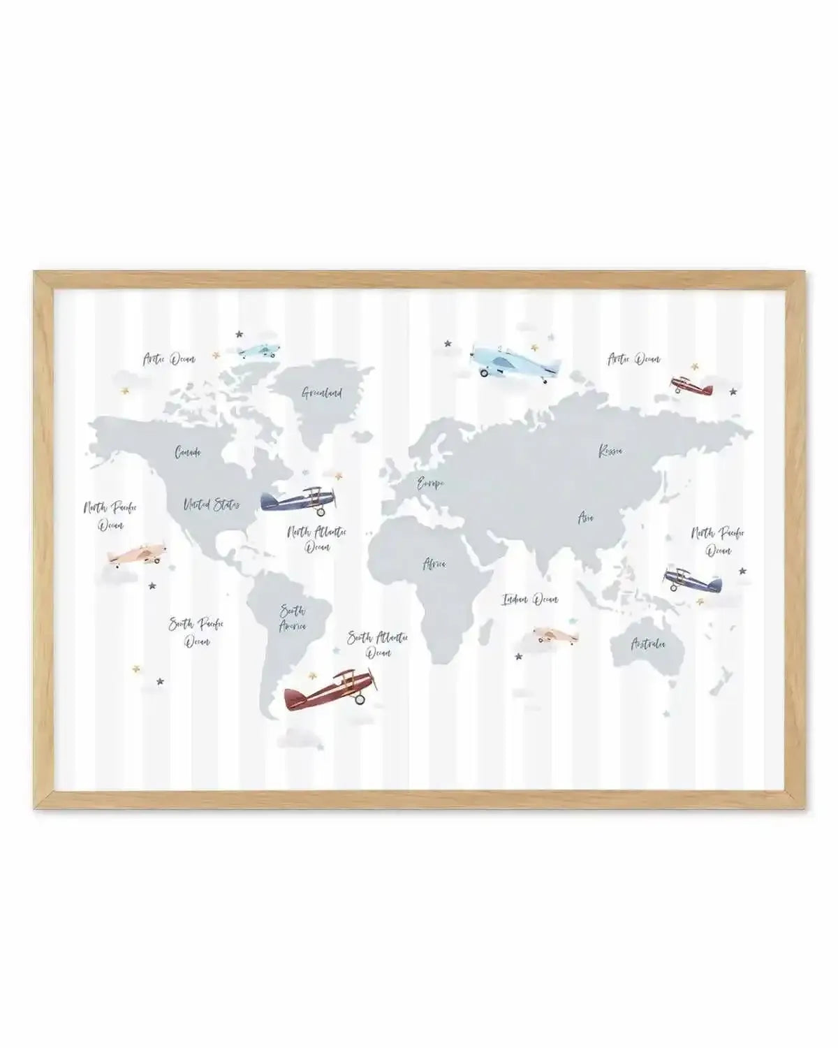 Up in the Sky World Map Art Print from Olive et Oriel where you can shop wallpaper and artworks online