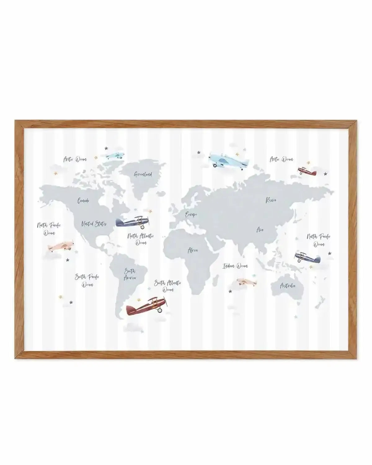 Up in the Sky World Map Art Print from Olive et Oriel where you can shop wallpaper and artworks online