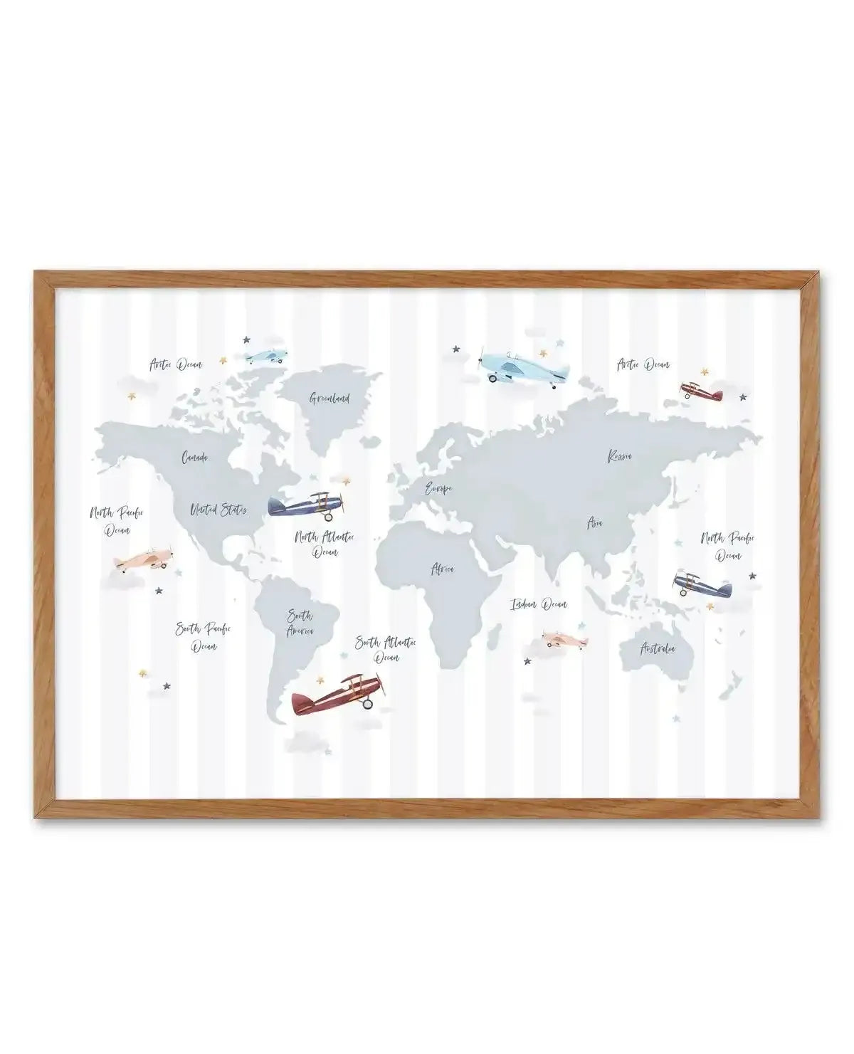 Up in the Sky World Map Art Print-PRINT-Olive et Oriel-Olive et Oriel-50x70 cm | 19.6" x 27.5"-Walnut-With White Border-Buy-Australian-Art-Prints-Online-with-Olive-et-Oriel-Your-Artwork-Specialists-Austrailia-Decorate-With-Coastal-Photo-Wall-Art-Prints-From-Our-Beach-House-Artwork-Collection-Fine-Poster-and-Framed-Artwork