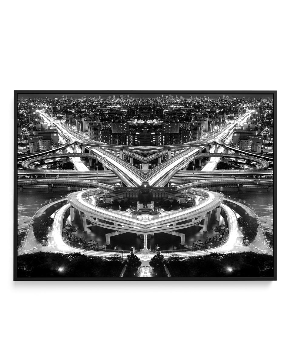 Urban Light Trails by Koji Tajima | Framed Canvas Art Print