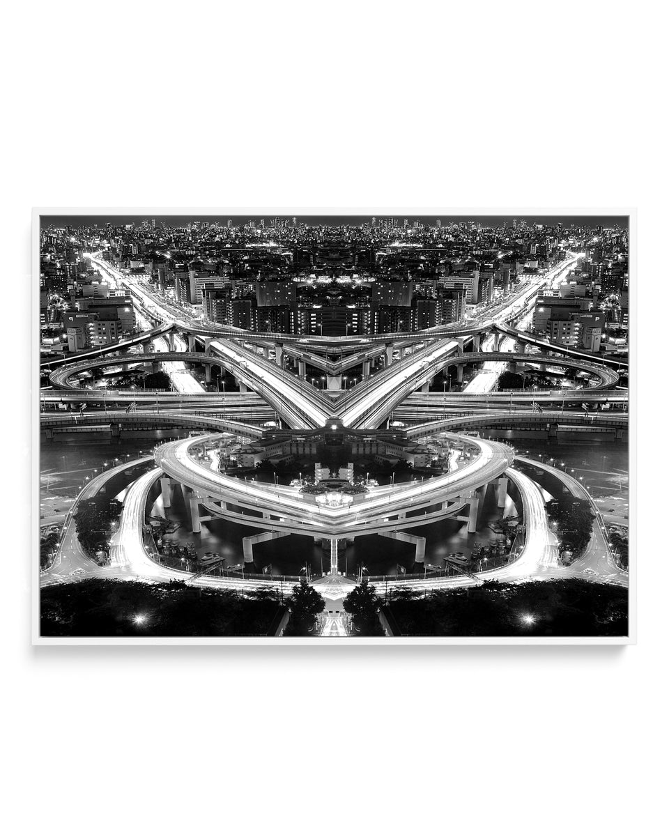 Urban Light Trails by Koji Tajima | Framed Canvas Art Print