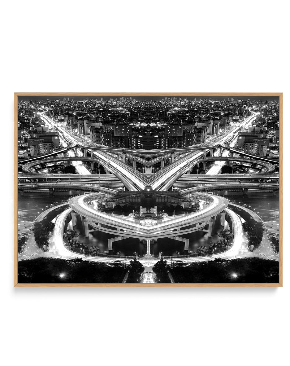 Urban Light Trails by Koji Tajima | Framed Canvas Art Print