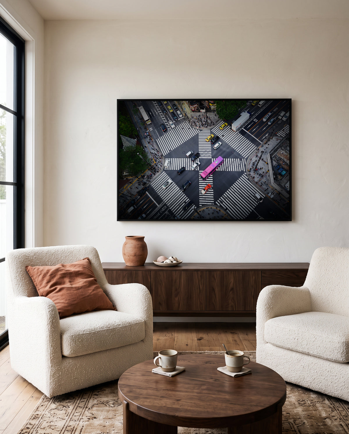 Vibrant City Crossing by Makoto Nishikura | Framed Canvas Art Print