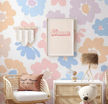 Vanilla Fields Flower Wallpaper-Wallpaper-Buy Kids Removable Wallpaper Online Our Custom Made Children√¢‚Ç¨‚Ñ¢s Wallpapers Are A Fun Way To Decorate And Enhance Boys Bedroom Decor And Girls Bedrooms They Are An Amazing Addition To Your Kids Bedroom Walls Our Collection of Kids Wallpaper Is Sure To Transform Your Kids Rooms Interior Style From Pink Wallpaper To Dinosaur Wallpaper Even Marble Wallpapers For Teen Boys Shop Peel And Stick Wallpaper Online Today With Olive et Oriel