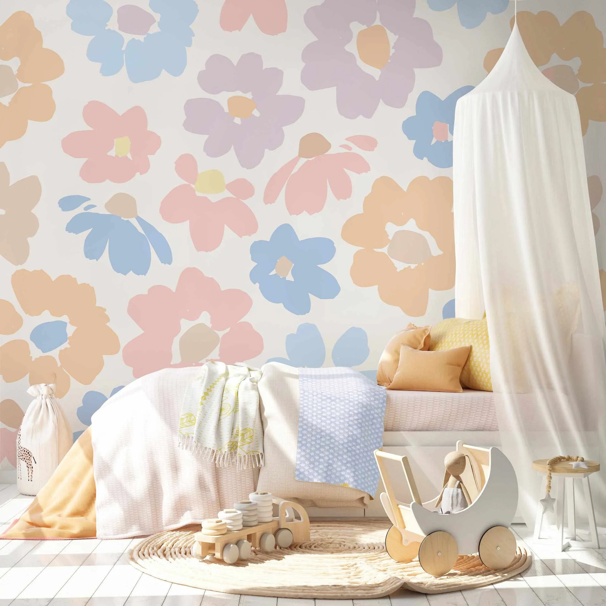 Vanilla Fields Flower Wallpaper-Wallpaper-Buy Kids Removable Wallpaper Online Our Custom Made Children√¢‚Ç¨‚Ñ¢s Wallpapers Are A Fun Way To Decorate And Enhance Boys Bedroom Decor And Girls Bedrooms They Are An Amazing Addition To Your Kids Bedroom Walls Our Collection of Kids Wallpaper Is Sure To Transform Your Kids Rooms Interior Style From Pink Wallpaper To Dinosaur Wallpaper Even Marble Wallpapers For Teen Boys Shop Peel And Stick Wallpaper Online Today With Olive et Oriel