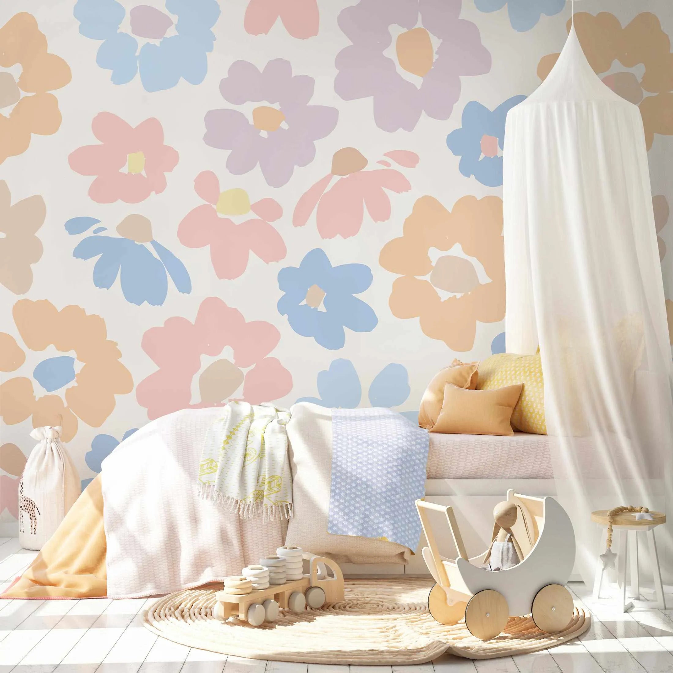 Vanilla Fields Flower Wallpaper-Wallpaper-Buy Kids Removable Wallpaper Online Our Custom Made Children√¢‚Ç¨‚Ñ¢s Wallpapers Are A Fun Way To Decorate And Enhance Boys Bedroom Decor And Girls Bedrooms They Are An Amazing Addition To Your Kids Bedroom Walls Our Collection of Kids Wallpaper Is Sure To Transform Your Kids Rooms Interior Style From Pink Wallpaper To Dinosaur Wallpaper Even Marble Wallpapers For Teen Boys Shop Peel And Stick Wallpaper Online Today With Olive et Oriel