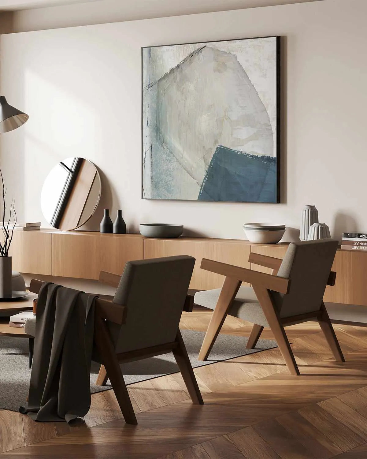 Varied Blue Abstract | Framed Canvas Art Print from Olive et Oriel where you can shop wallpaper and artworks online