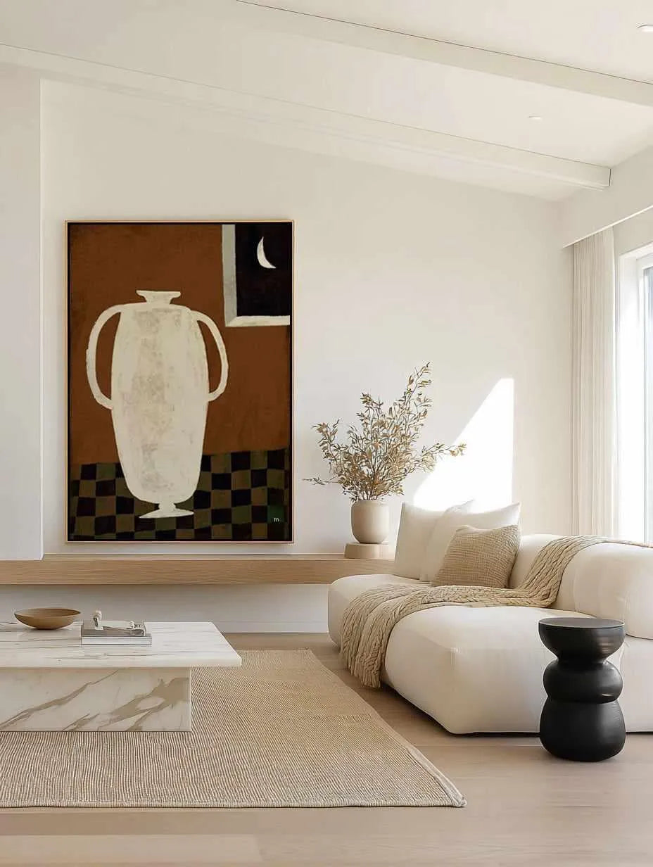 Vase and Moon Still Life by Marco Marella | Framed Canvas Art Print from Olive et Oriel where you can shop wallpaper and artworks online