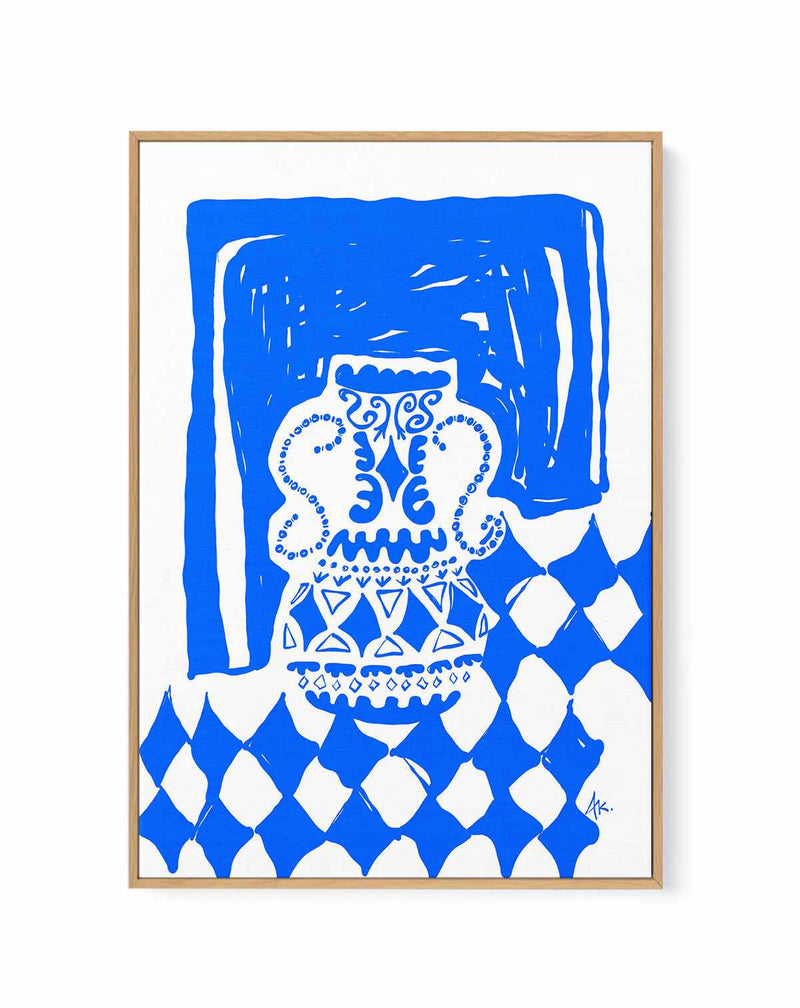 Vase Deep Blue by Anne Korako | Framed Canvas Art Print