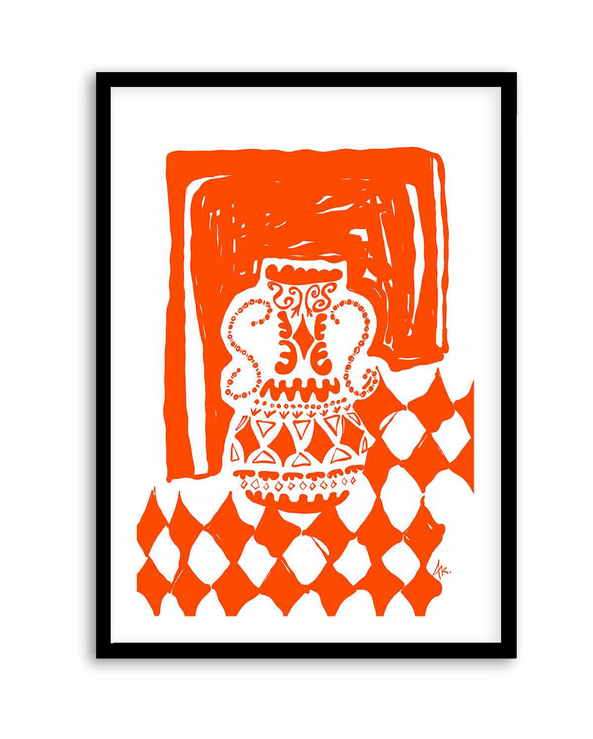 Vase Diamonds Fire Red by Anne Korako | Art Print