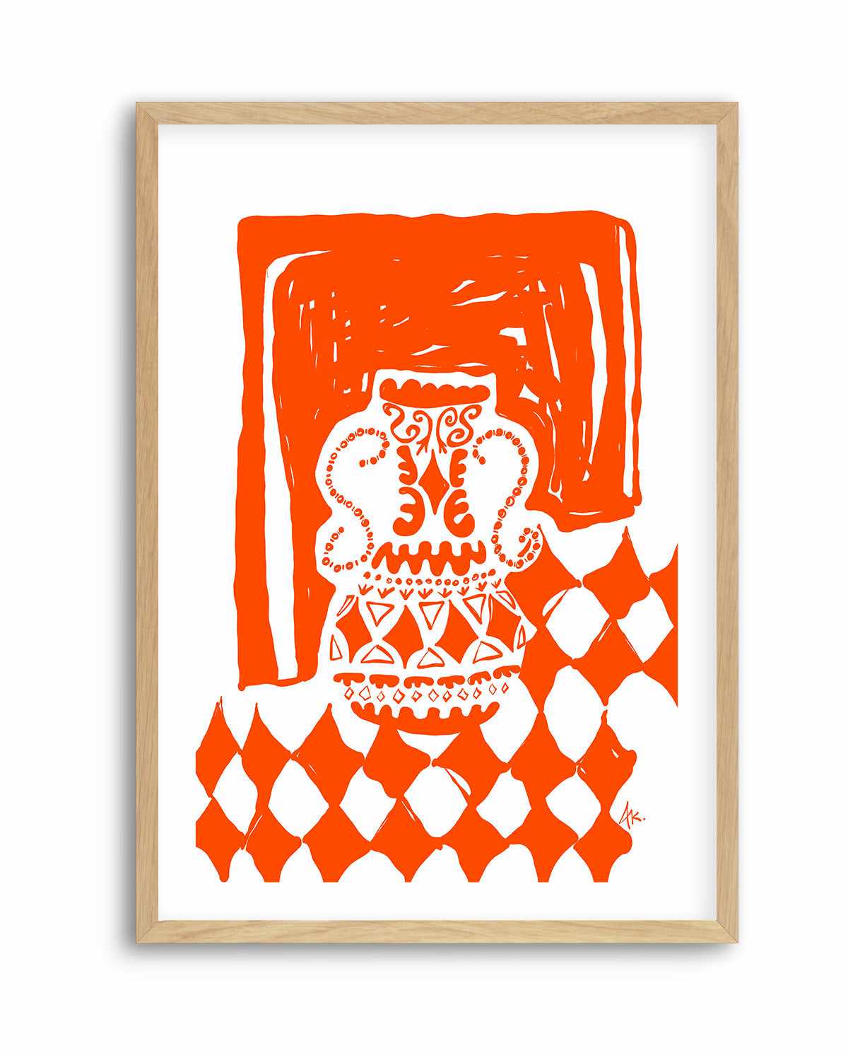 Vase Diamonds Fire Red by Anne Korako | Art Print